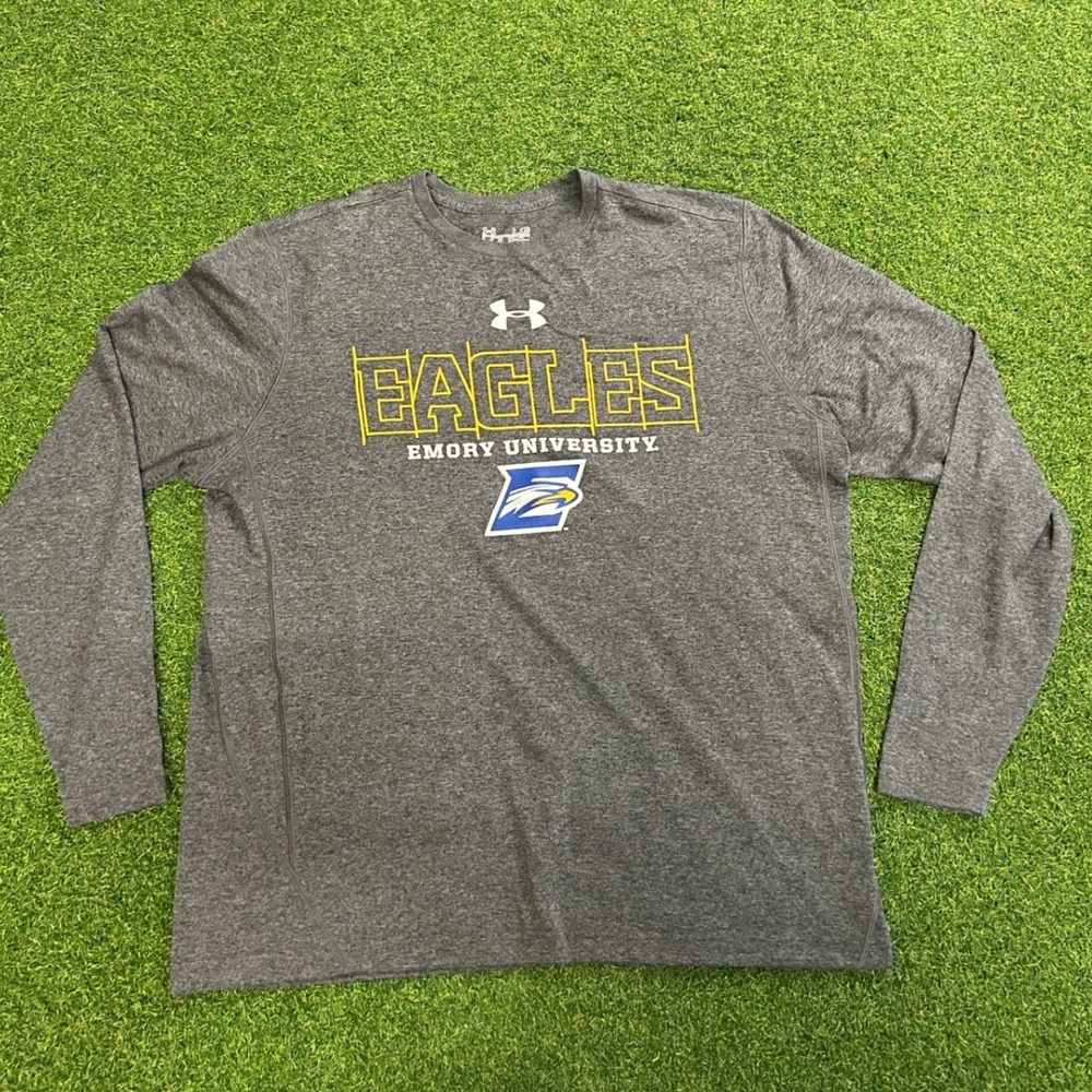Under Armour Emory University Eagles Long Sleeve Shirt Mens Large Gray Loose Fit